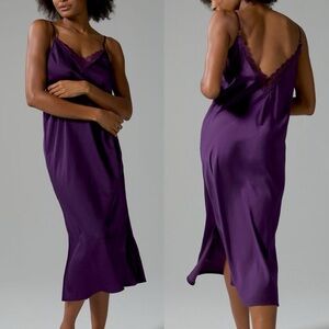 Soma Sensual BlackBerry Purple Lace Trim Midi Slip Dress XXL
